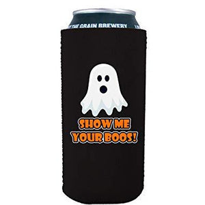 16 oz can koozie with show me your boos design