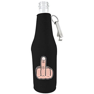 Middle Finger Beer Bottle Coolie With Opener