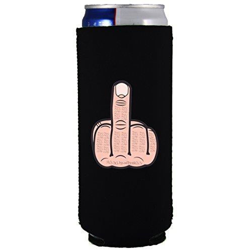 slim can koozie with middle finger design