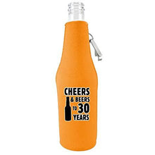 Load image into Gallery viewer, Cheers &amp; Beers to 30 Years Beer Bottle Coolie With Opener
