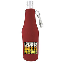 Load image into Gallery viewer, Beer Pressure Zipper Beer Bottle Coolie With Opener
