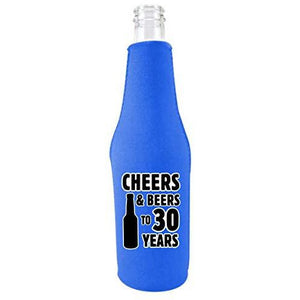 Cheers & Beers to 30 Years Beer Bottle Coolie With Opener
