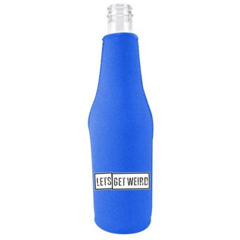 royal blue beer bottle koozie with 