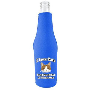 I Love Cats Funny Beer Bottle Coolie With Opener