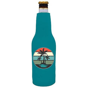 Retro Palm Trees Beer Bottle Coolie