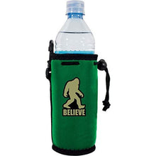 Load image into Gallery viewer, green water bottle koozie with bigfoot believe funny design
