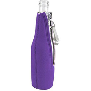 Don't Worry Be Hoppy! Beer Bottle With Opener Coolie