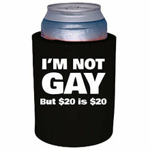 Load image into Gallery viewer, 12 oz thick foam can koozie with im not gay design 
