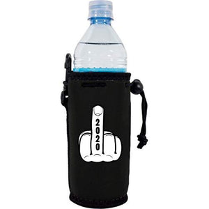 black water bottle koozie with 2020 middle finger design