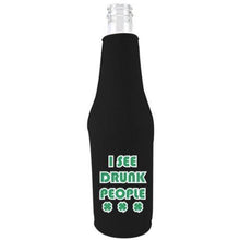 Load image into Gallery viewer, beer bottle koozie with i see drunk people design
