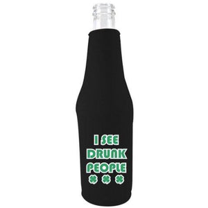 beer bottle koozie with i see drunk people design