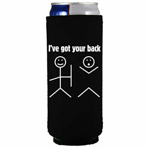 12 oz slim can koozie with ive got your back design 