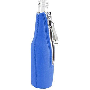 Beach Life Zipper Beer Bottle Coolie With Opener