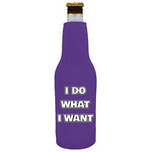 purple zipper beer bottle with i do what i want design 
