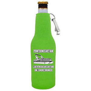 Pontoon Captain Beer Bottle Coolie with Opener Attached