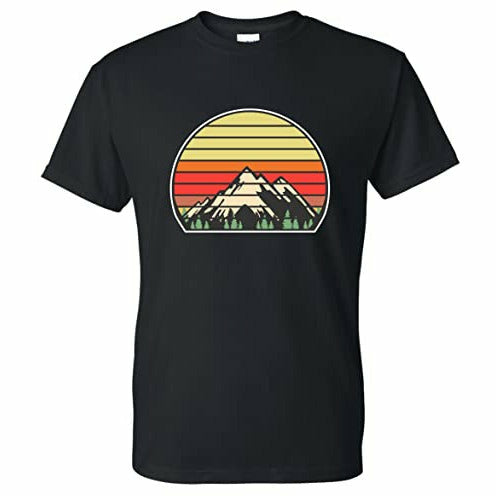 t shirt with retro mountain design 