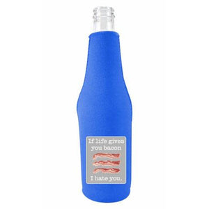 Life Gives You Bacon Beer Bottle Coolie With Opener