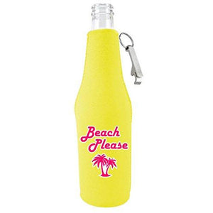 Beach Please Beer Bottle Coolie With Opener