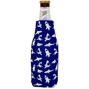 beer bottle koozie with shark pattern design