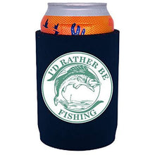 Load image into Gallery viewer, full bottom can koozie with id rather be fishing design
