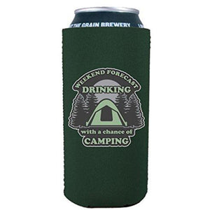 Weekend Forecast Drinking with a chance of Camping 16 oz. Can Coolie