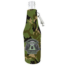 Load image into Gallery viewer, Weekend Forecast Drinking with a chance of Camping Beer Bottle Coolie With Opener
