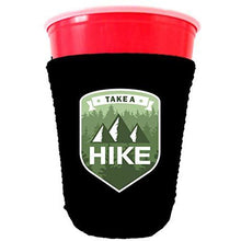 Load image into Gallery viewer, party cup koozie with take a hike design
