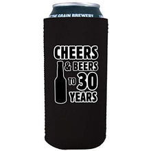 Load image into Gallery viewer, 16oz can koozie with cheers and beers to 30 years design

