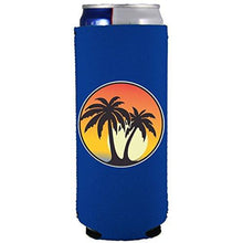 Load image into Gallery viewer, Palm Tree Sunset Slim Can Coolie
