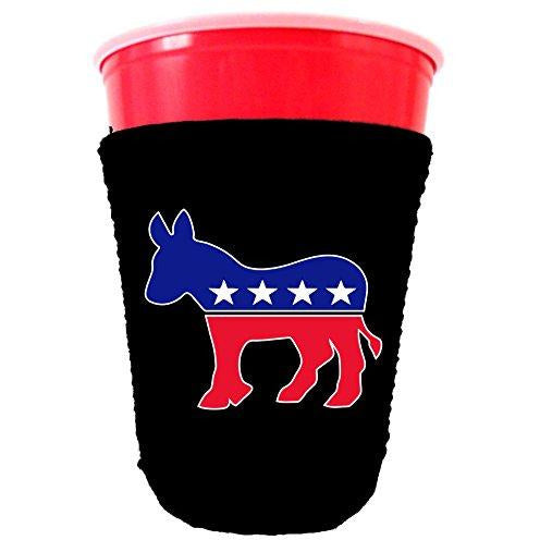 black party cup koozie with democratic design 
