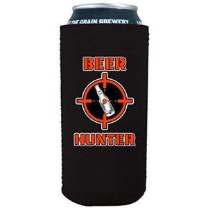 16oz can koozie with beer hunter funny design