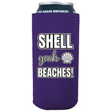 Load image into Gallery viewer, 16 oz can koozie with shell yeah beach design
