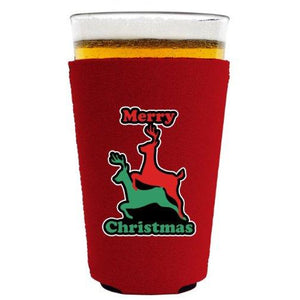 Reindeer Christmas Pint Glass Coolie