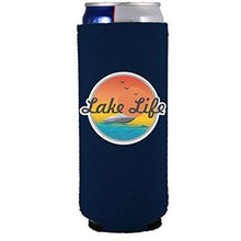 Load image into Gallery viewer, slim can koozie with lake life design
