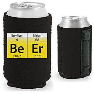 black magnetic can koozie with funny beer elements design