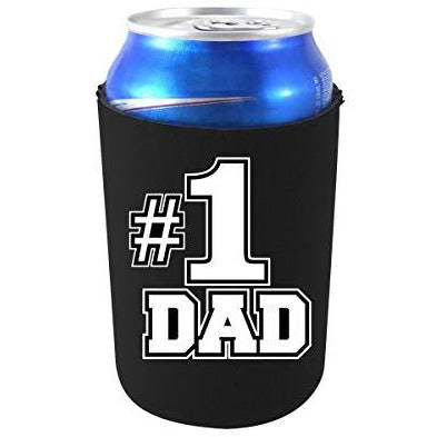 black can koozie with #1 dad design text