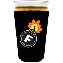 Load image into Gallery viewer, black pint glass coolie with f bomb funny design

