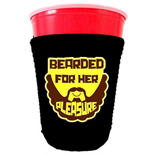 black party cup koozie with bearded for her pleasure design 