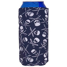 Load image into Gallery viewer, 16 oz can koozie with pirate skull and bones pattern design
