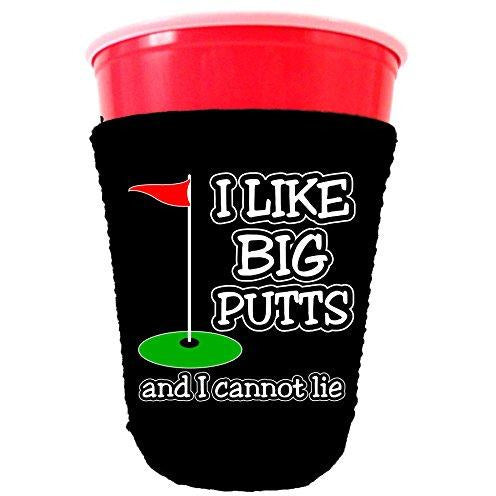 black party cup koozie with i like big putts and i cannot lie design 