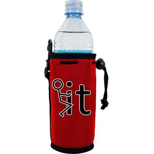 red water bottle koozie with funny stick man humping the word "it" design