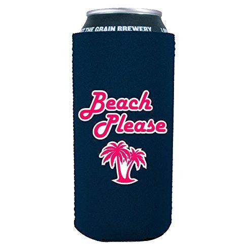 16oz can koozie with beach please funny design