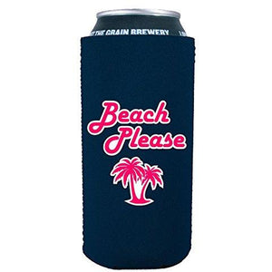 16oz can koozie with beach please funny design