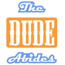 Load image into Gallery viewer, vinyl sticker with this dude abides design
