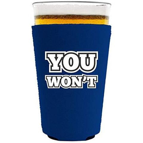 royal blue pint glass koozie with 