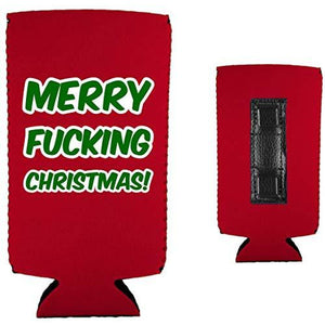 Merry Fucking Christmas and Happy Fucking New Year Magnetic Slim Can Coolies