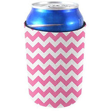 Load image into Gallery viewer, can koozie with chevron stripe design in pink
