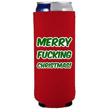 Load image into Gallery viewer, Merry Fucking Christmas Happy Fucking New Year Slim Can Coolies
