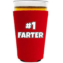 Load image into Gallery viewer, pint glass koozie with #1 farter design
