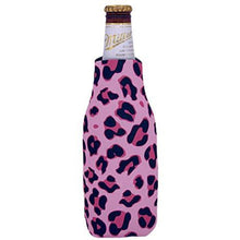 Load image into Gallery viewer, Leopard Print zipper Beer Bottle koozie design 
